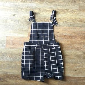 Shein Black and White Square Pattern Overalls